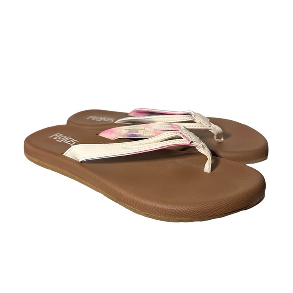 Flojos Women's Maddy Memory Foam Flip Flop Sandal IVORY/PINK TIE Dye Womens SZ 9 - Picture 2 of 8